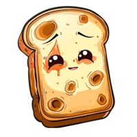 a slice of bread with a sad face